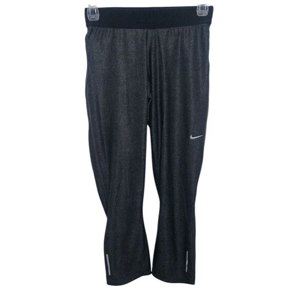 Nike Women's Size Small Legging Capri Athletic Black Gray Animal Print Dri-Fit - Picture 1 of 13